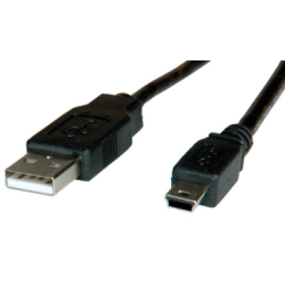 Roline USB2.0 kabel TIP A(M) na Mini 5-pin(M), 1.8m, crni